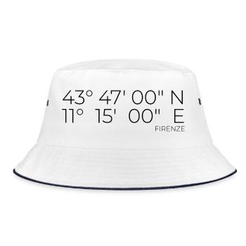 Koordinaten Firenze Florenz Italien - Bucket Hat - Weiß/Navy - Vorne