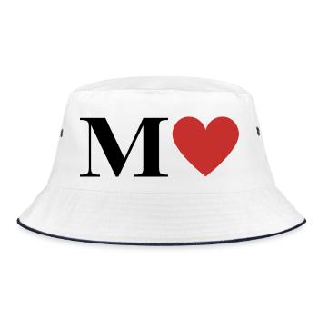 Letter m red heart - Bucket Hat - white/navy - Front