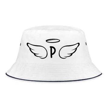 Buchstabe p Engelsflügel - Bucket Hat - Weiß/Navy - Vorne