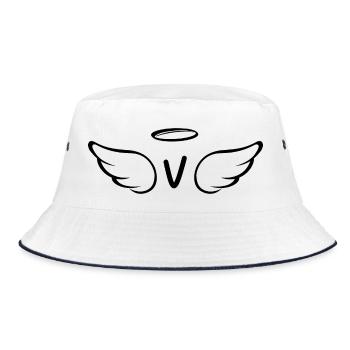 Buchstabe v Engelsflügel - Bucket Hat - Weiß/Navy - Vorne