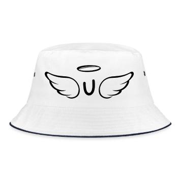 Buchstabe u Engelsflügel - Bucket Hat - Weiß/Navy - Vorne
