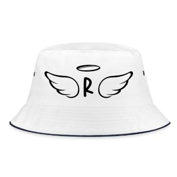 Buchstabe r Engelsflügel - Bucket Hat - Weiß/Navy - Vorne