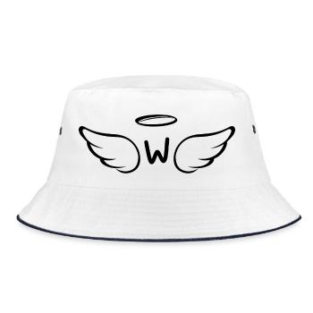 Buchstabe w Engelsflügel - Bucket Hat - Weiß/Navy - Vorne