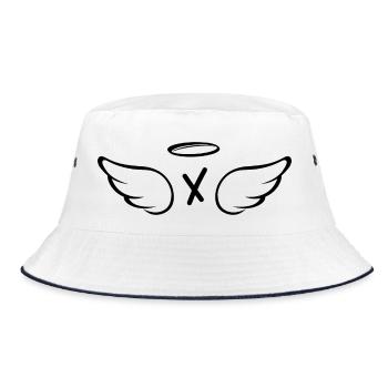 Buchstabe x Engelsflügel - Bucket Hat - Weiß/Navy - Vorne