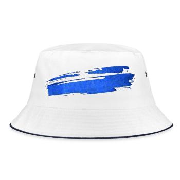 Blue Stripe / Brush Stroke - Bucket Hat - white/navy - Front