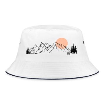 Sunset Ride Line Art on Black - Bucket Hat - white/navy - Front