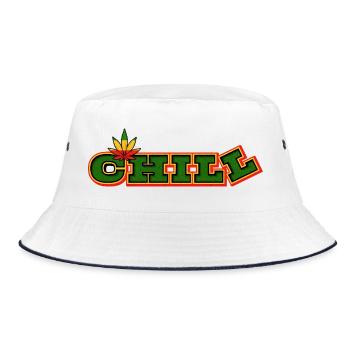 Psychedelic Chill Cannabis Wortkunst - Bucket Hat - Weiß/Navy - Vorne