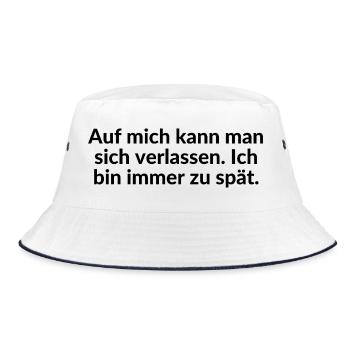 Delay reliable too late Always late - Bucket Hat - white/navy - Front