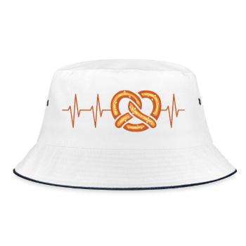Brezel Herzschlag EKG Illustration - Bucket Hat - Weiß/Navy - Vorne