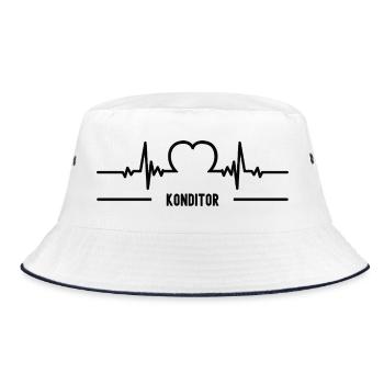 Heartbeat Pastry Heart Best Man Confectionery - Bucket Hat - white/navy - Front