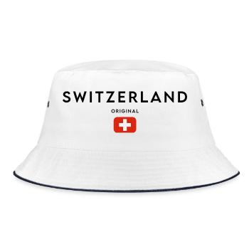 Drapeau suisse, fabriqué en Suisse - Bob - blanc/marine - Devant