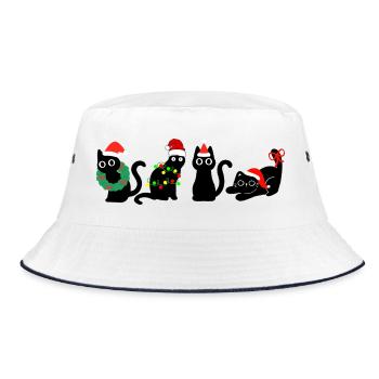 cat in christmas - Bucket Hat - white/navy - Front