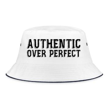 Authentic rather than perfect - Bucket Hat - white/navy - Front