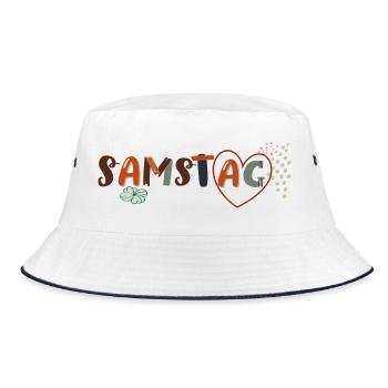 Samstag  Wochentag - Bucket Hat - Weiß/Navy - Vorne