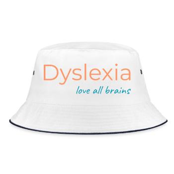 Dyslexia: Love All Brains - Bucket Hat - white/navy - Front