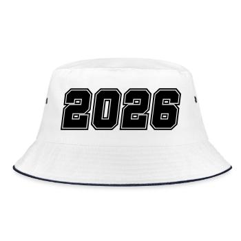 2026 - Bucket Hat - Weiß/Navy - Vorne