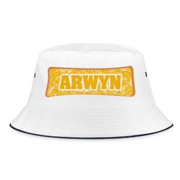 Arwyn Graffiti Namensdruck - Bucket Hat - Weiß/Navy - Vorne