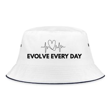 Evolve Every Day Shirt – Growth Mindset Print - Bucket Hat - white/navy - Front