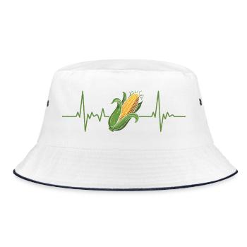 Corn Heart Rhythm: Naturkraft Design - Bucket Hat - white/navy - Front