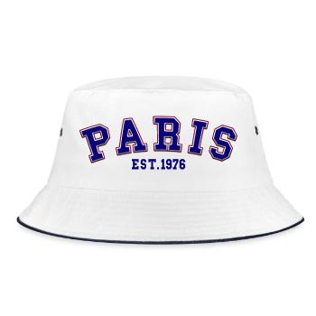 Paris gegründet 1976 - Bucket Hat - Weiß/Navy - Vorne