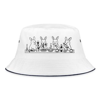 Dining Rabbits - Bucket Hat - white/navy - Front