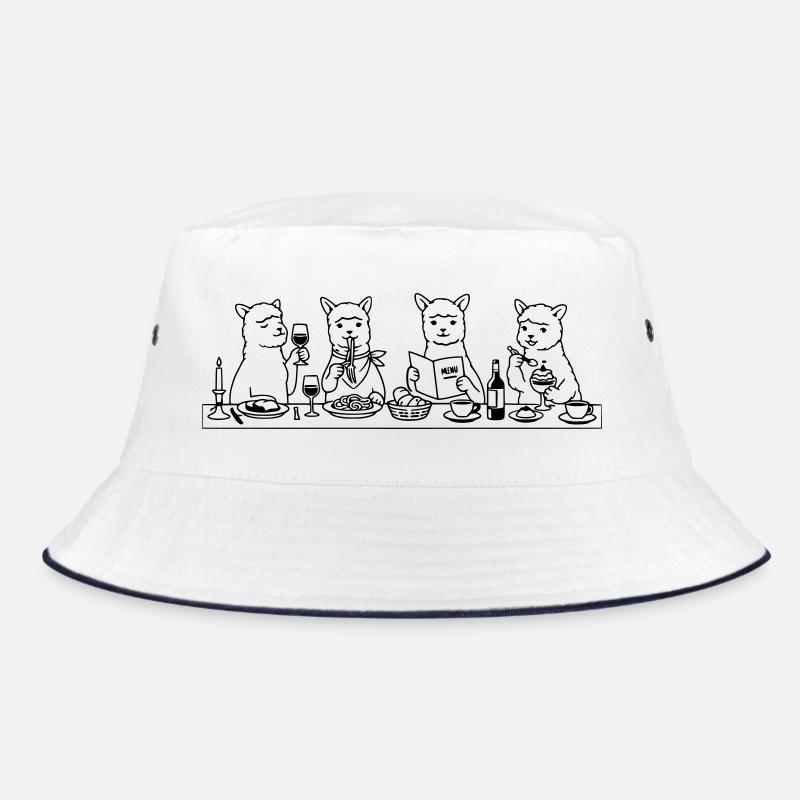 Dining Alpacas Line Art Bucket Hat