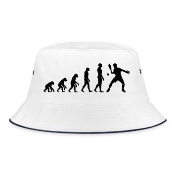 Padel Evolution, Vom Affen zum Padel Ass - Bucket Hat - Weiß/Navy - Vorne