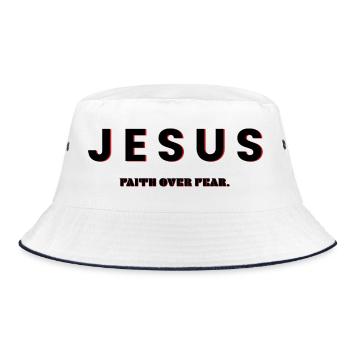 Jésus, la foi avant la peur - Vêtements chrétiens - Bob - blanc/marine - Devant
