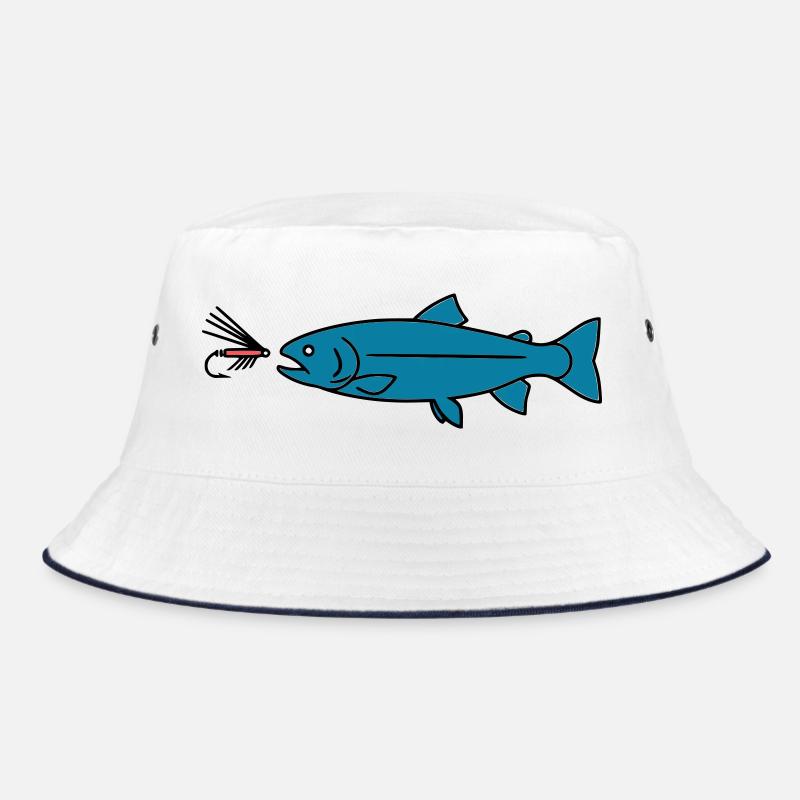 Fliegenfischen Forelle Biss Köder Vektor Bucket Hat