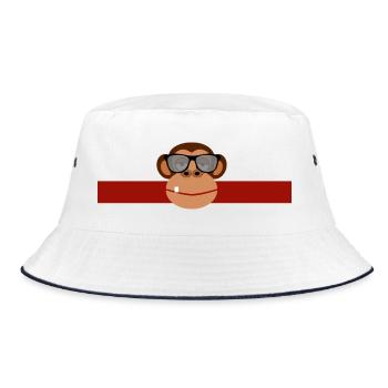 BRILL - AFFE - Bucket Hat - Weiß/Navy - Vorne