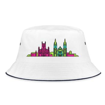 Paisley City Skyline Abbey Modern Line Art - Bucket Hat - white/navy - Front