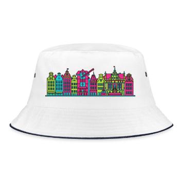 Gdansk City Skyline Neptune Fountain Art - Bucket Hat - white/navy - Front