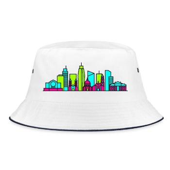 Manila City Skyline Rizal Monument Moderne Kunst - Bucket Hat - Weiß/Navy - Vorne