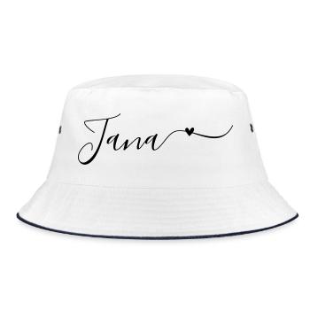 Jana Name Vorname Dekorativ - Bucket Hat - Weiß/Navy - Vorne