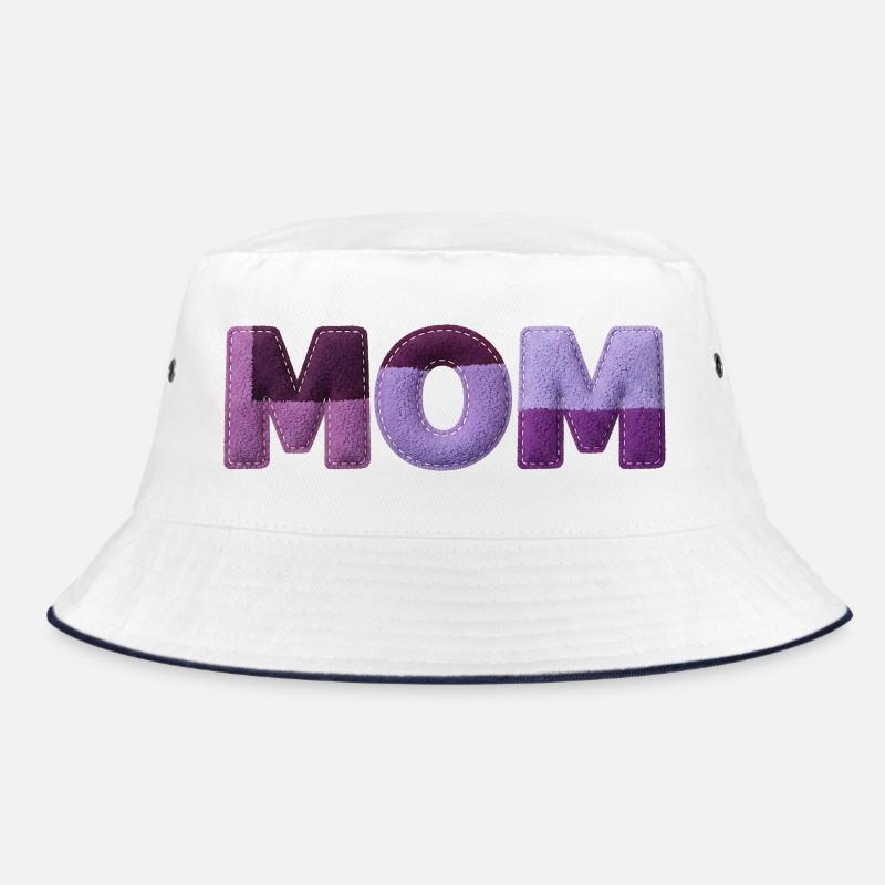 Mom Patchwork FontTypography Purple Statement Bucket Hat