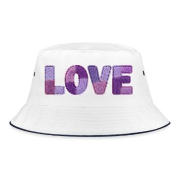 Patchwork Love – Trend Print - Bucket Hat - white/navy - Front