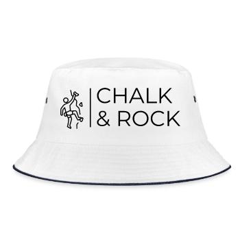 Chalk & Rock - Boulder T Shirt Design  - Bucket Hat - Weiß/Navy - Vorne