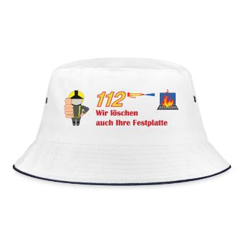 Wir löschen auch ihre Festplatte - Feuerwehr - Bucket Hat - Weiß/Navy - Vorne