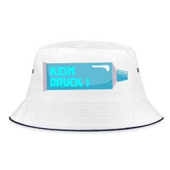 STRESS KEIN DRUCK - Bucket Hat - Weiß/Navy - Vorne