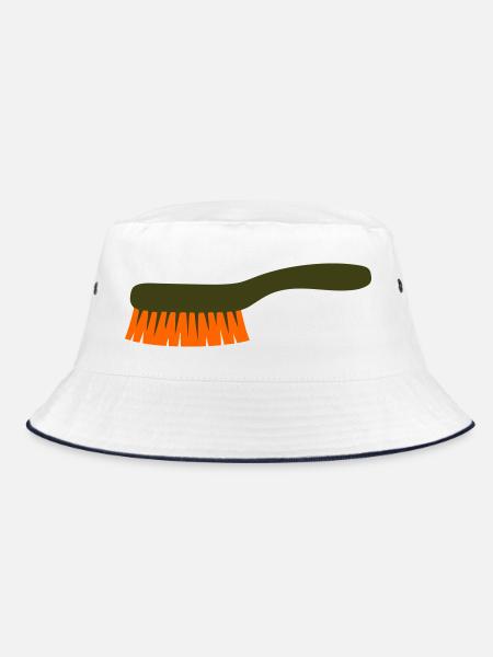 Pilzbürste Werkzeug Sammler - Bucket Hat - Weiß/Navy - Vorne