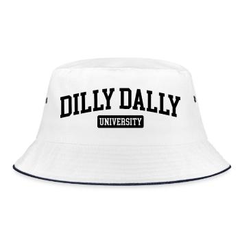 Dilly Dally University Procrastinate Dreschen - Bucket Hat - Weiß/Navy - Vorne