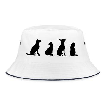 Cats and dogs - Bucket Hat - white/navy - Front