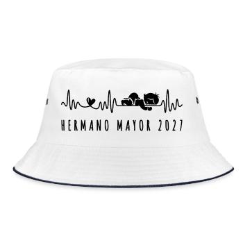 Hermano Mayor 2027 Ritmo Cardiaco Futuro Hermano - Bucket Hat - Weiß/Navy - Vorne