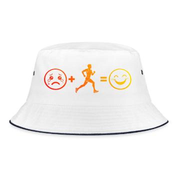 Geschenkidee für einen Athleten mit Marathonlaufen - Bucket Hat - Weiß/Navy - Vorne