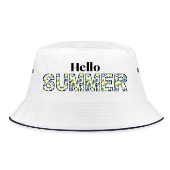 Summer Blossom Lettering hello summer - Bucket Hat - white/navy - Front