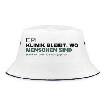 KLINIK BLEIBT, WO MENSCHEN SIND - Bucket Hat - Weiß/Navy - Vorne