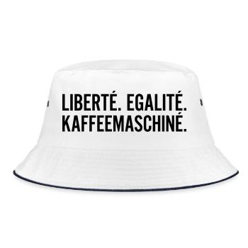 Liberte Egalite Kaffeemaschine Shirt - Bucket Hat - Weiß/Navy - Vorne