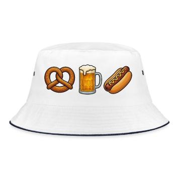 Brezel Maßkrug Bratwurst Volksfest Trachten Ersatz - Bucket Hat - Weiß/Navy - Vorne