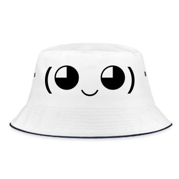 Süßes Lächeln (◕‿◕) kawaii Emoticon - Bucket Hat - Weiß/Navy - Vorne