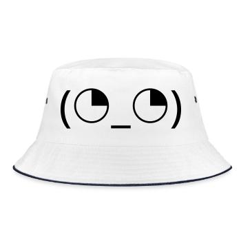 Eye rolling emoticon (◔_◔) annoyed look - Bucket Hat - white/navy - Front